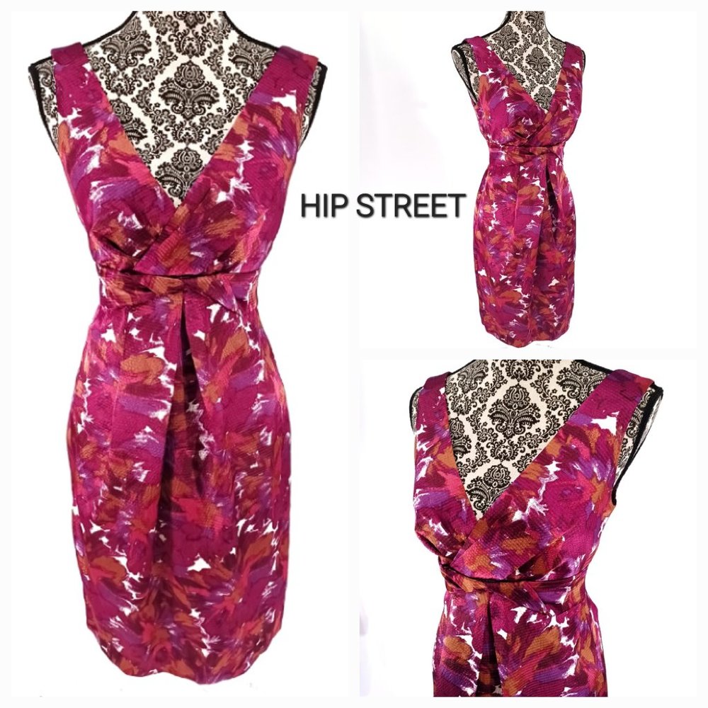 MAX & CLEO Sleeveless High Waist Silky Floral Print Sheath Dress 4
